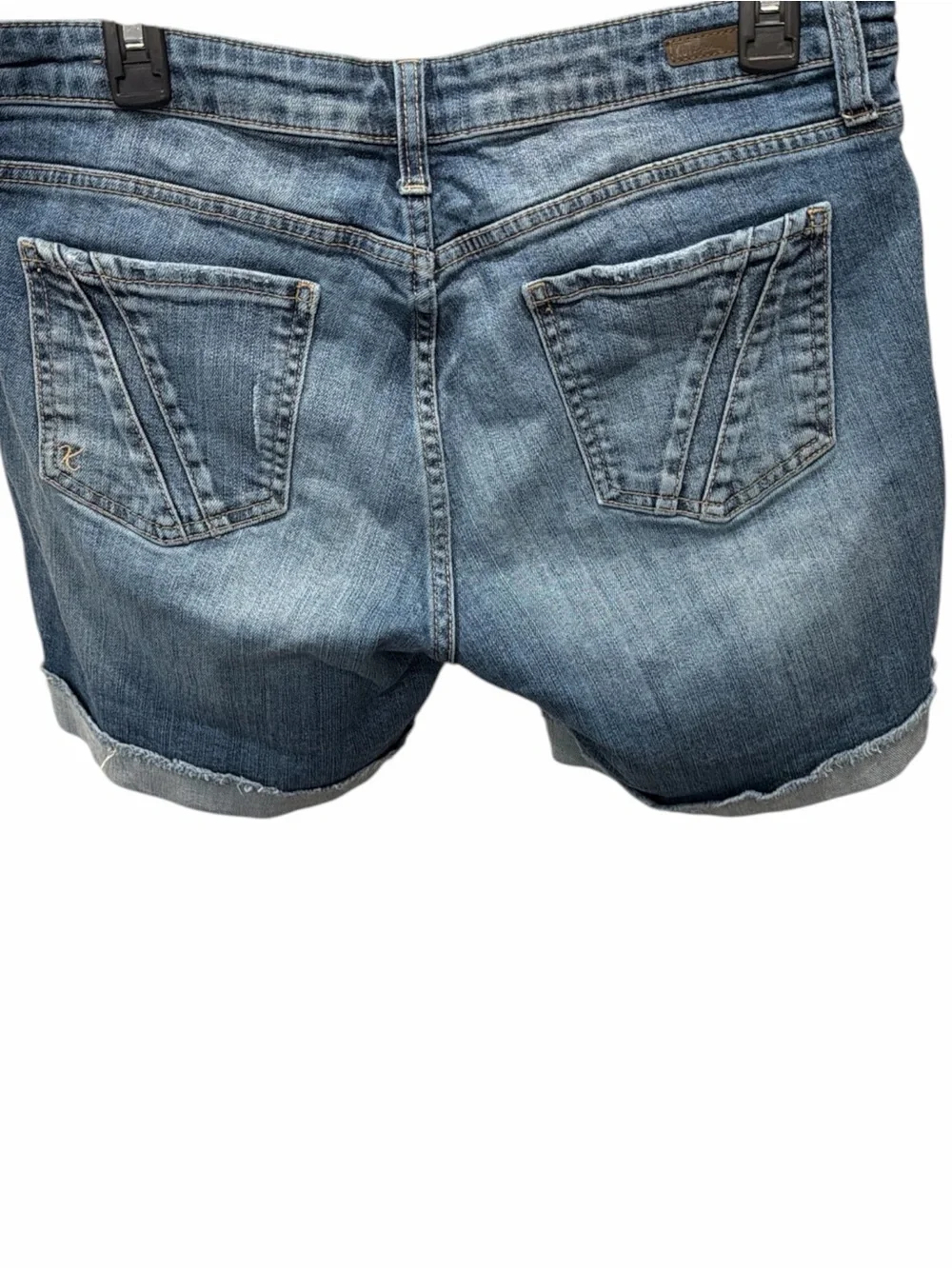 KUT from the Kloth Boyfriend Shorts Size 10 Medium Wash Rolled Cuff Denim